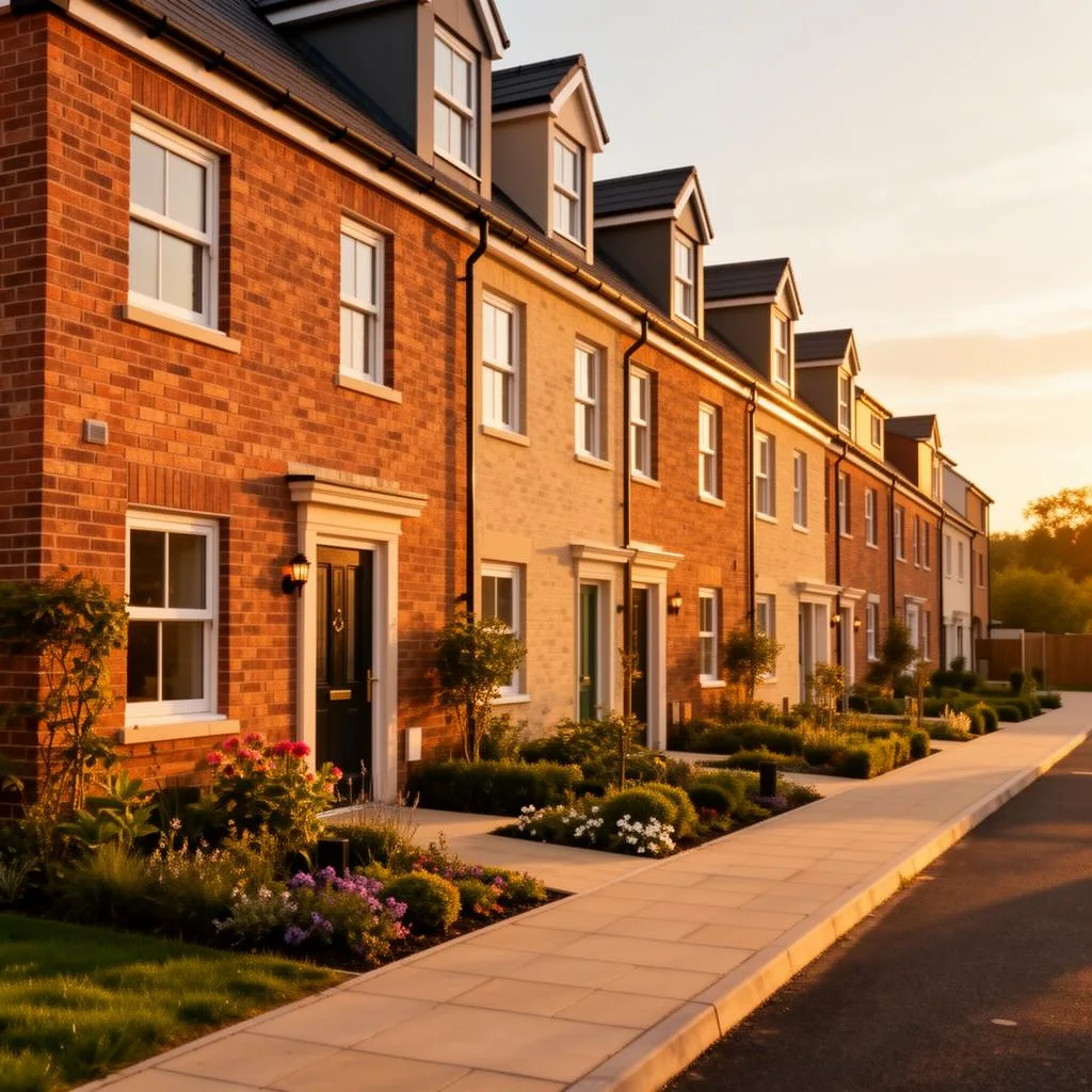 Aerial view of UK residential housing estate